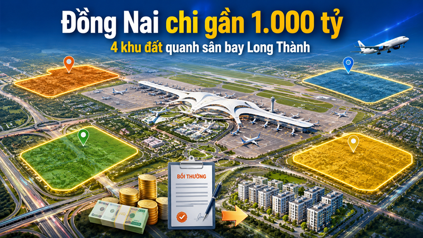 1.000 tỷ bồi thường 4 khu đất quanh sân bay Long Thành