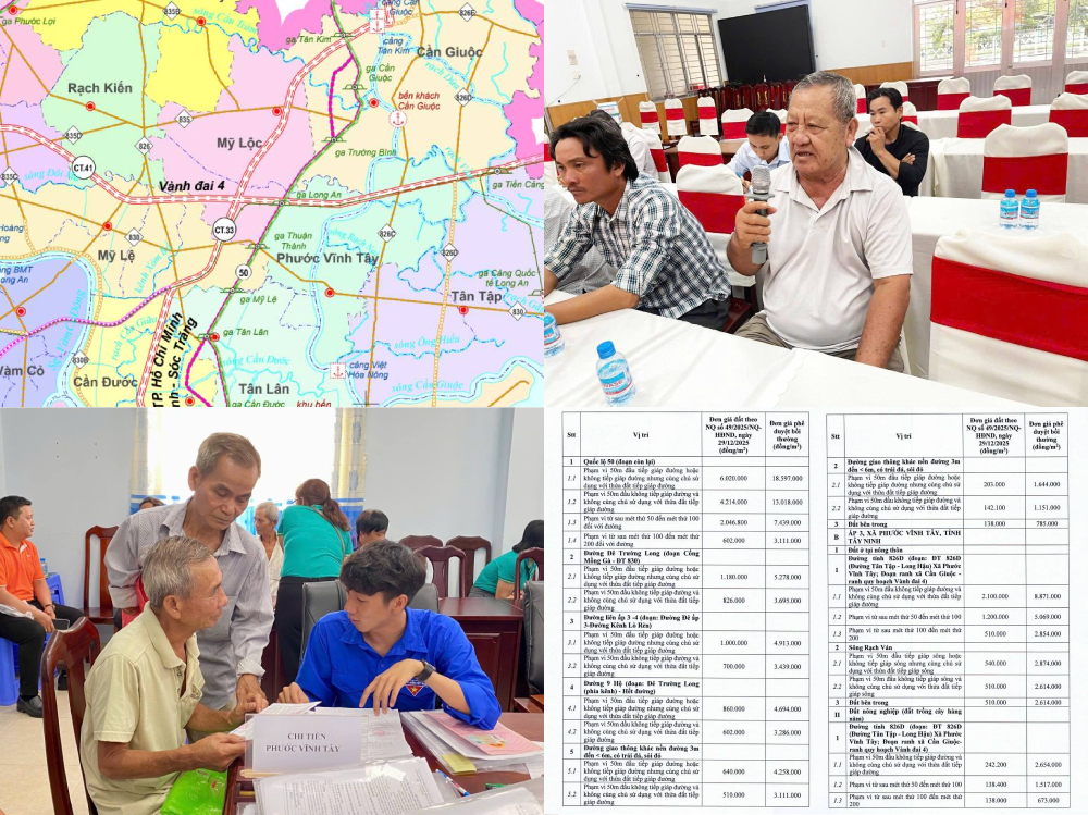 Đang chi trả tiền bồi thường Vành đai 4 tại Phước Vĩnh Tây: Giá đền bù cao nhất 18,6 triệu đồng/m2