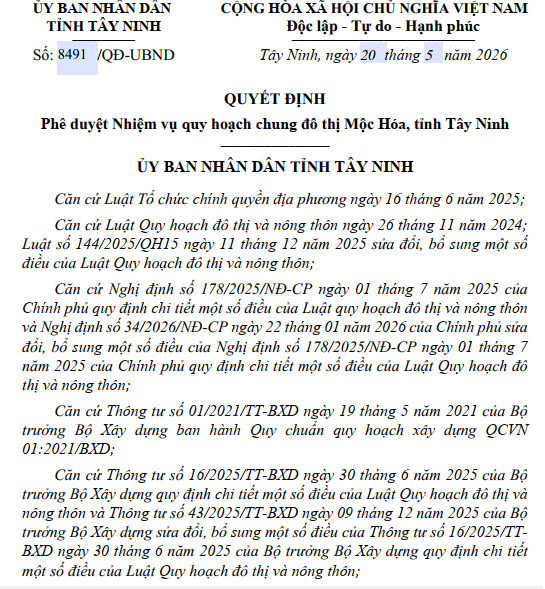 Tây Ninh phê duyệt quy hoạch chung đô thị 13.500 ha thuộc vùng Đồng Tháp Mười- Ảnh 1.