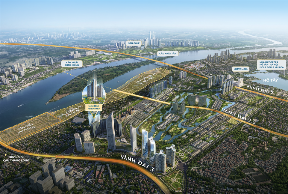 Sunshine River Park đ&oacute;n s&oacute;ng quy hoạch Trục Đại lộ cảnh quan s&ocirc;ng Hồng