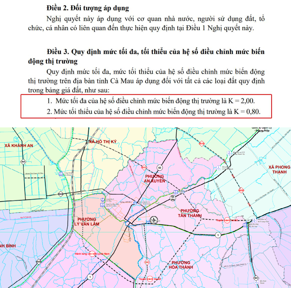 Tin mới nhất về HỆ SỐ K Cà Mau: TỐI ĐA 2,0, TỐI THIỂU 0,8, áp dụng toàn bộ loại đất
