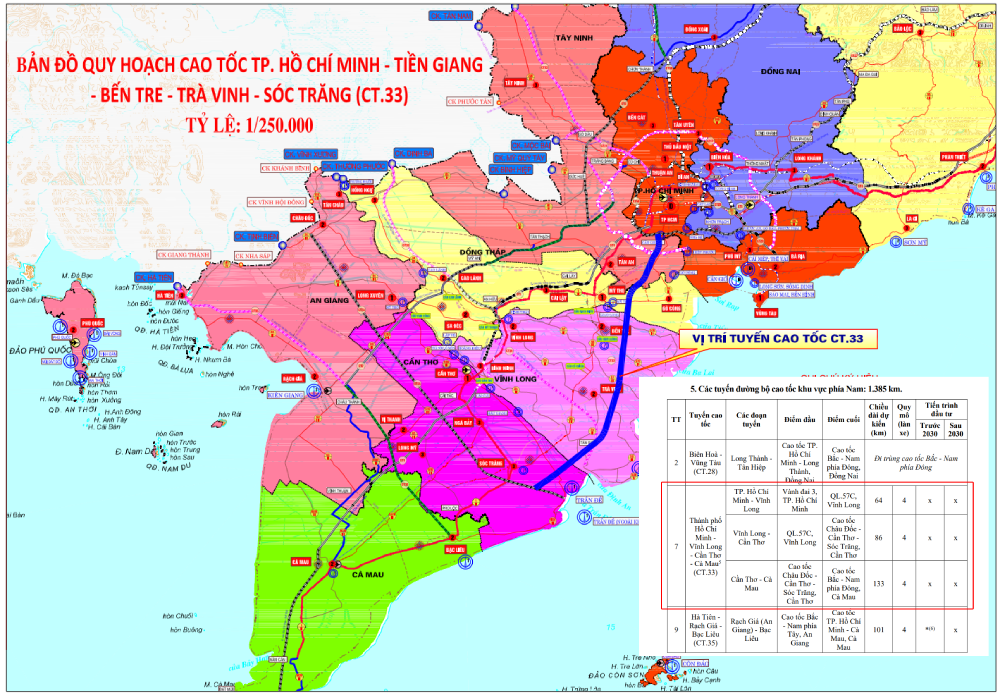 Cao tốc CT.33 đổi tên, kéo dài đến Cà Mau với tổng chiều dài 283km