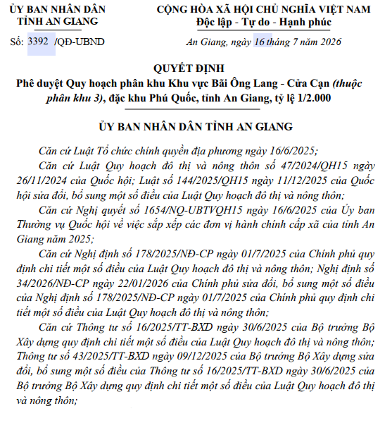 An Giang duyệt quy hoạch phân khu 4.400ha thuộc Đặc khu Phú Quốc- Ảnh 1. An Giang duyệt quy hoạch phân khu 4.400ha thuộc Đặc khu Phú Quốc- Ảnh 1.