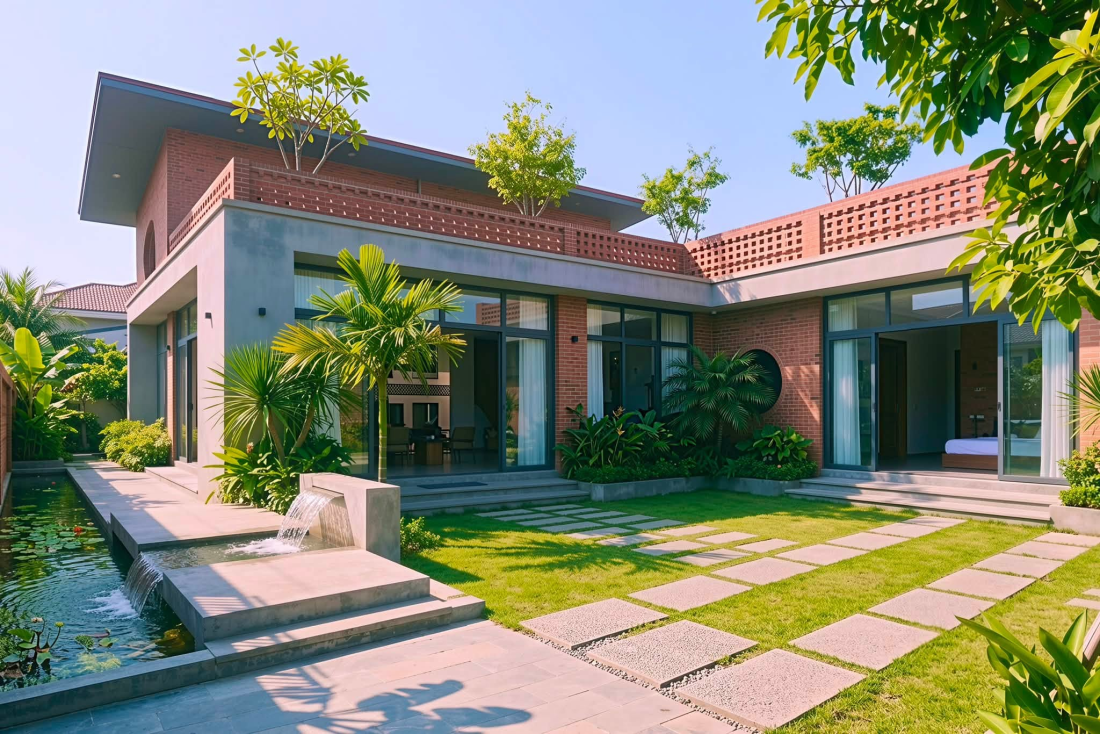 Cấu trúc hạ nhiệt tự nhiên cho biệt thự vườn sân trong Vĩnh Phúc- Ảnh 5.