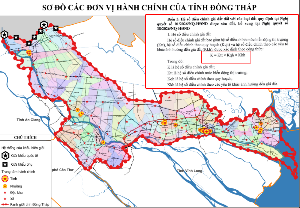 TIN MỚI: Đồng Tháp chốt HỆ SỐ K năm 2026, áp dụng từ ngày 1/8