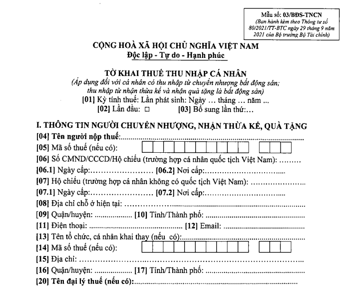 Hướng dẫn chi tiết thủ tục khai thuế TNCN từ thu nhập chuyển nhượng bất động sản- Ảnh 2. Hướng dẫn chi tiết thủ tục khai thuế TNCN từ thu nhập chuyển nhượng bất động sản- Ảnh 2.