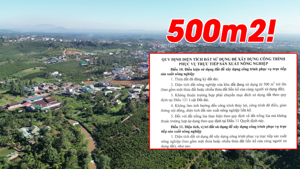 Người dân Lâm Đồng được xây công trình trên đất nông nghiệp: 500m2 là mức cao nhất