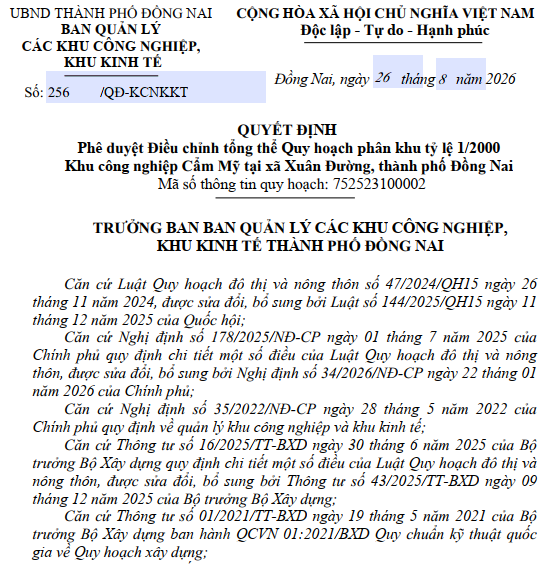 Đồng Nai duyệt quy hoạch KCN Cẩm Mỹ hơn 306 ha, dự kiến hút 25.000 lao động- Ảnh 1. Đồng Nai duyệt quy hoạch KCN Cẩm Mỹ hơn 306 ha, dự kiến hút 25.000 lao động- Ảnh 1.