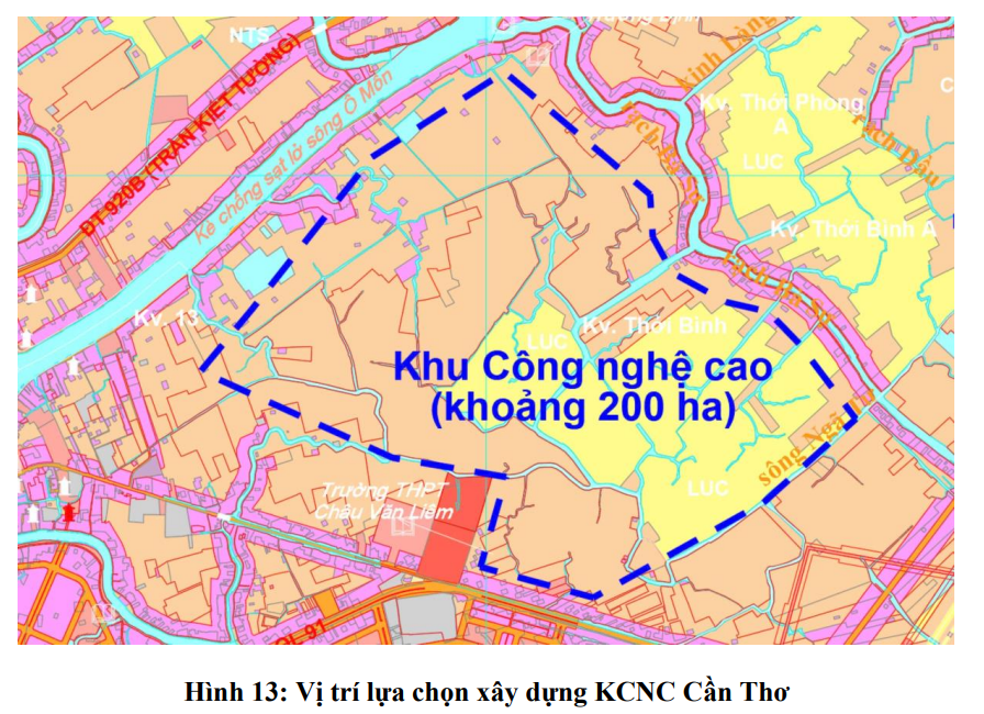 Vị trí xây khu công nghệ cao 200ha ở Cần Thơ