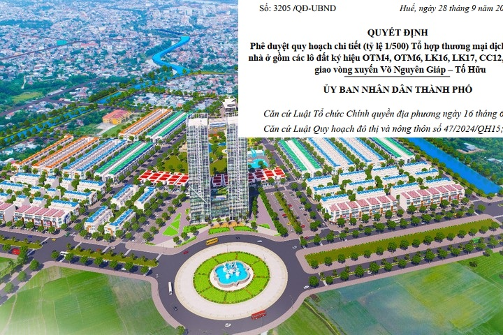 Huế duyệt quy hoạch tổ hợp DOJI 36 tầng, 3 khu NOXH bên vòng xuyến Võ Nguyên Giáp – Tố Hữu