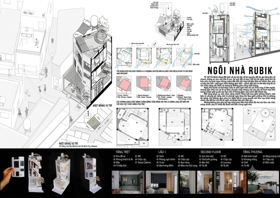 Nhà phố chỉ 20 m² TP.HCM: Cấu trúc xoay khối vuông và dải đệm thang bọc quanh- Ảnh 3.