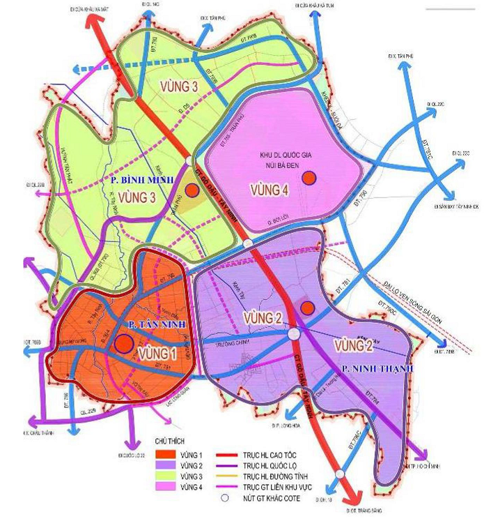 Tây Ninh hé lộ 4 phân vùng quy hoạch đô thị Tân Ninh 18.000 ha