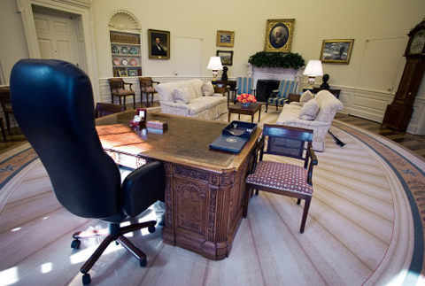 Presidents generally change the office to suit their personal taste, choosing new furniture and new drapery and selecting paintings.